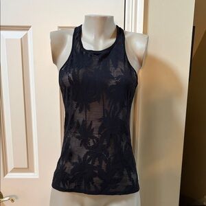 Trina Turk Recreation Black palm tree open weave Tank, small